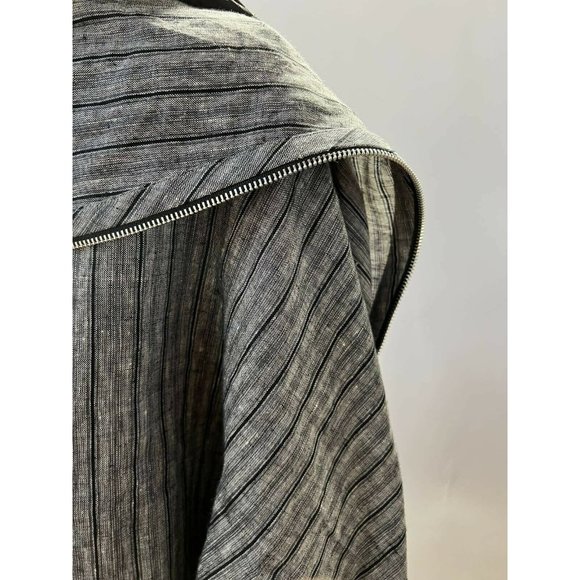 Catherine Bacon Womens Oversized Jacket Coat Black White Stripe Zip One Size - Picture 3 of 12